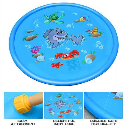 170CM Inflatable Water Splash Spray Mat Kids Sprinkler Play Pad Outdoor Pool - Aimall