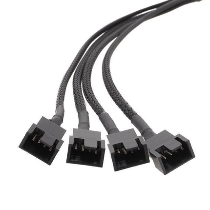 3 Pin Fan Splitter Cable 1 to 4 Ways Extension Power Sleeved Y Cable Case Coolin - Aimall