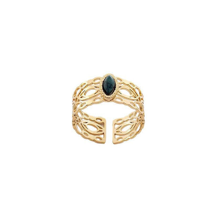 Malachite Green Gold Ring Adjustable That Does Not Fade Opening Design Gift - Aimall