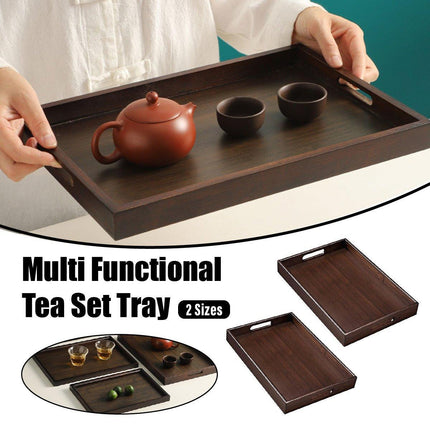 Bamboo Tea Tray Rectangular Tea Table Walnut Colour Fruit Bread Serving Plate