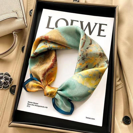 Square Silk Feel Satin Scarf Small Vintage Head Neck Hair Tie Band Women Elegant - Aimall