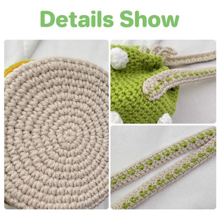 Handmade Wool Woven Mushroom Bag Fashion Shoulder Crossbody Womens Bucket Bag