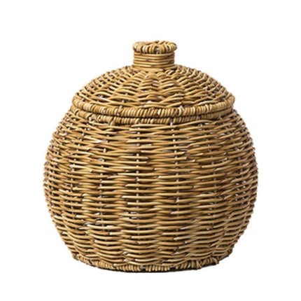 Hand Woven Storage Container with Lid Tabletop Basket Sundries Holder Organizer