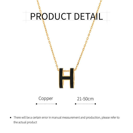 High version clavicle chain H enamel letter POP necklace women's oval rose gold pendant jewelry factory wholesale