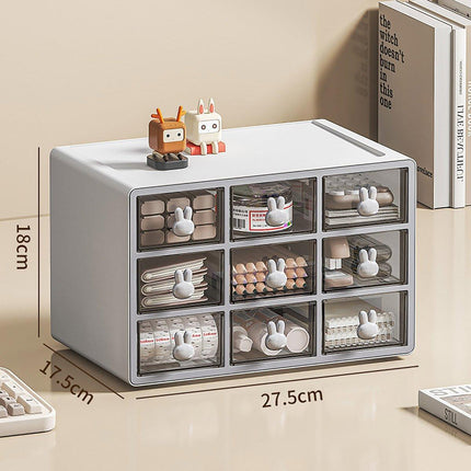 Transparent Rabbit Organizer Multi Compartment Desktop Storage Box Drawer Holder
