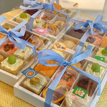 Clear Plastic Nine-grid Cake Box Pack of 10 Storage Containers High Quality