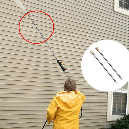 2pcs High Pressure Washer Extension Rod Stainless Steel Power Spray Gun Tool