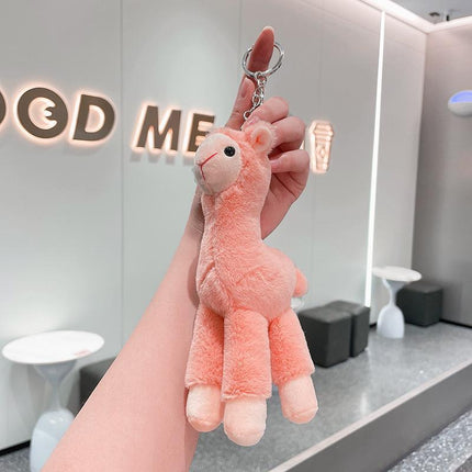 Cute Mini Alpaca Soft Plush Stuffed Doll Toys Keychain Cartoon Bag Pendant - Aimall