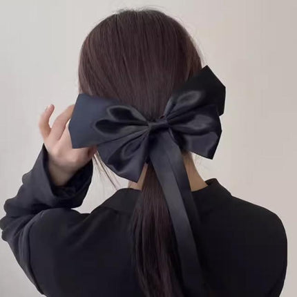 Satin Big Bow Barrette Hairpin Steel Clip Ribbon Hair Accessories Women Party - Aimall