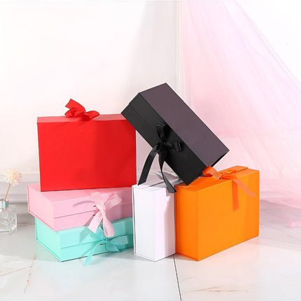 Elegant Ribbon Flip Folding Gift Boxes Multiple Colors High-Quality Cardboard