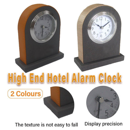 Classic Hotel Alarm Clock Quartz Movement Faux Leather Design with Clear Display