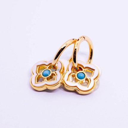 New Chinese Style Multi-Wear Natural Shell Four-Leaf Clover Earrings for Women