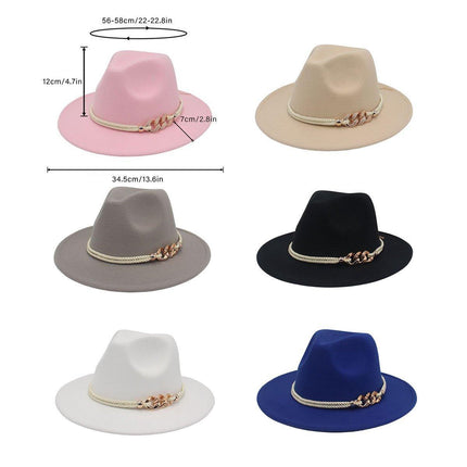 Jazz Hat Autumn Winter Retro Large Brim Hat for Men and Women Stylish Headwear