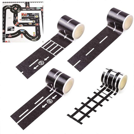 4pcs Kids DIY Road Track Traffic Tape Railway Highway Play Adhesive Tape Set