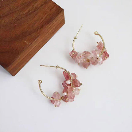 Handmade Colourful Gravel Bead Drop Earrings Women Girls Trendy Fashion
