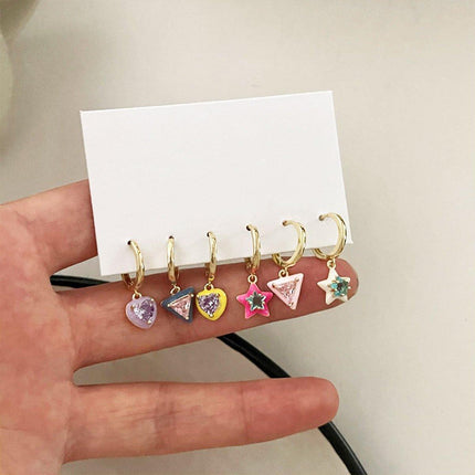 Colourful Geometric Earrings Glazed Zircon Fashion Dangle Sweet Jewelry