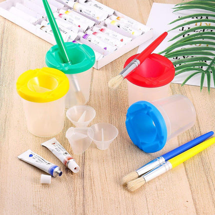 10 Sets of Childrens Painting Brush Washing Cups Graffiti Brush Set for Kids
