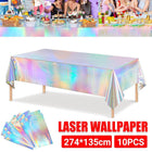 10X Iridescent Laser Tablecloth Shiny Disposable Rectangle Tablecloth Party Decor