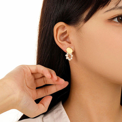 Vintage Pearl Beaded Earrings Simple Versatile Jewelry Women Elegant Fashion
