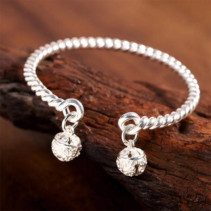 Bangle Bowknot Bells Bracelet Korean Opening Wrist Chain Women Silver Bracelet - Aimall