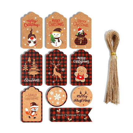 50PCS Christmas Kraft Paper Gift Tags Vintage Holiday Party Card Packaging Decor