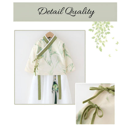 Autumn Boys Two-Piece Tang Suit Set Chinese Style Green Hanfu Cardigan Outfit