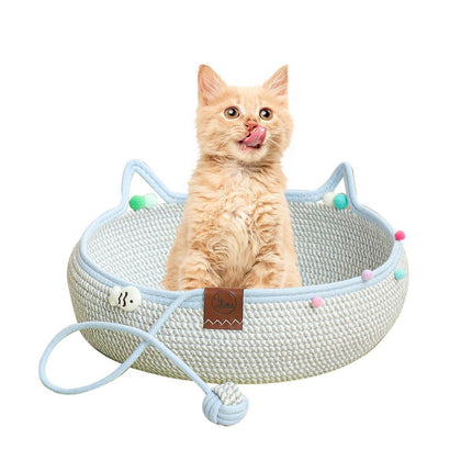 Rattan Cat Bed Weaving Cat Sleeping Basket for Cats and Pets Comfortable Resting