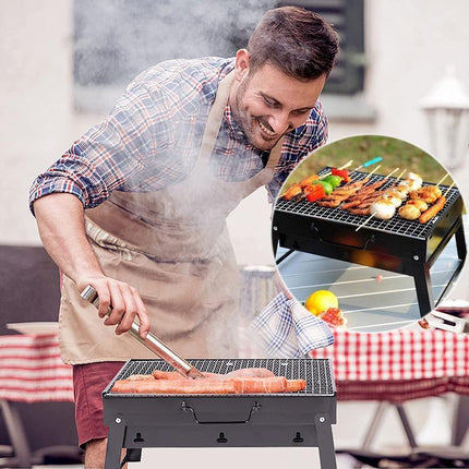 Outdoor Camping Portable & Foldable Charcoal BBQ Grill Hibachi Picnic Barbecue - Aimall