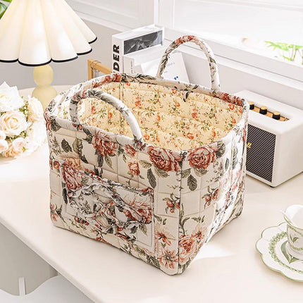 Portable Fabric Storage Basket Korean Pastoral Style Organizer for Home Sundries