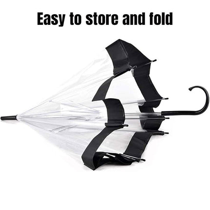 Clear Dome Umbrella Wedding Party Transparent Parasol Handle Waterproof Rain