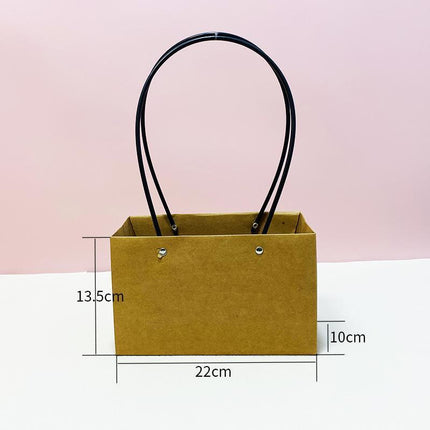 25x Kraft Paper Bag Flowers Waterproof Bouquet Basket Gift Box With Handle - Aimall