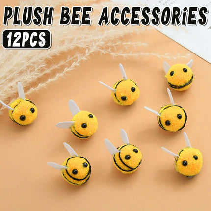 12pcs Plush Bee Hair Clips 3D Cartoon Animal Accessories Furballs Decorative Clips
