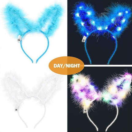 LED Bunny Ears/Angel/Pearl Headband Light Up Headpiece Cute Hair Accessory - Aimall