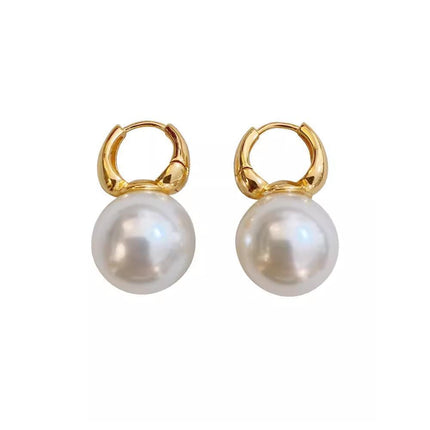 Golden Pearl Stud Earrings For Women Wedding Jewelry Perfect Gift High Style - Aimall