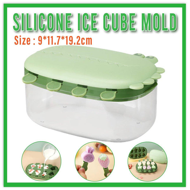 Ice Cube Mold with Lid Home Ice Storage Box Tray Silicone Ice Maker Molds
