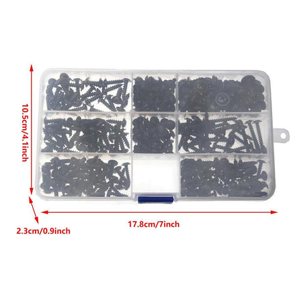 340PCS Black Self Tapping Screws Assortment for Metal Wood Repair and Fixing