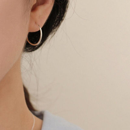 925 Sterling Silver Filled Women Elegant Round Hoop Earrings Stunning Gift