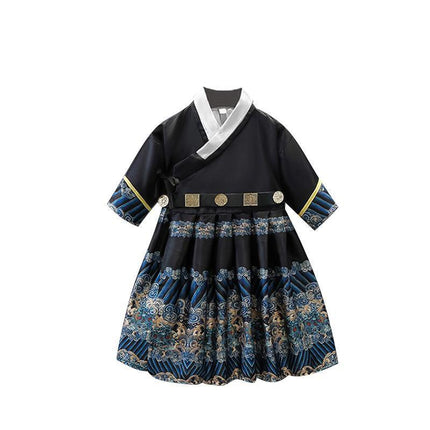 Navy Hanfu Boys Girl Traditional Chinese Dress Clothes Ancient Children's Performance - Aimall