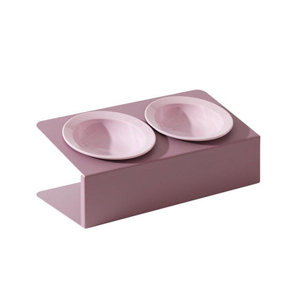 Ceramic Slanted Double Pet Bowl Cat Dog Food Water Bowl Non-Slip Feeding Dish