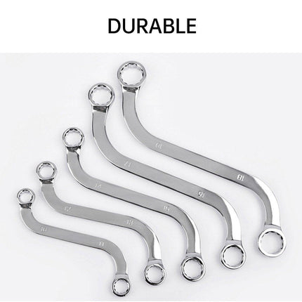 5PCS Double Ended S-Shaped Ring Wrench Set Purpose U Shaped Curved Handle Tools