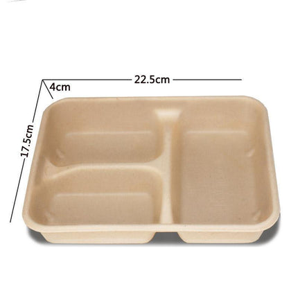 25/50pcs Biodegradable Lunch Box Microwaveable Tray with Compartment Paper Lid
