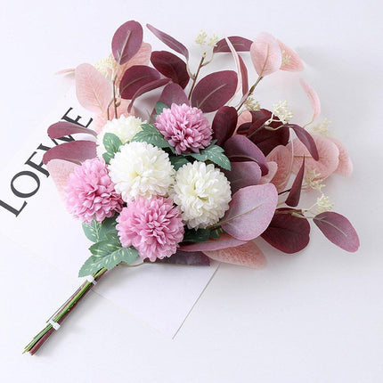 High-End Artificial Eucalyptus Leaves Ball Chrysanthemum Bouquet Home Decor