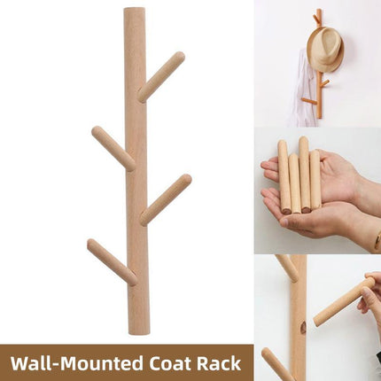 Wooden Wall Mounted Coat Rack Shelf Entryway Organizer with Hooks for Clothes