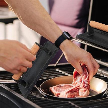 Cast Iron Meat Press Rectangular Grill BBQ Steak Press for Outdoor Cooking