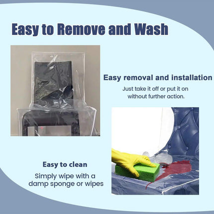 Elastic PVC Dining Chair Cushion Cover Universal Seat Protector with Backrest