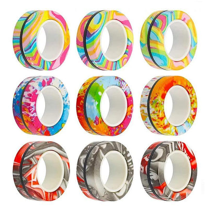 Magnetic Ring Finger Spinner Rainbow Fidget Sensory Autism Anxiety ADHD Stress - Aimall