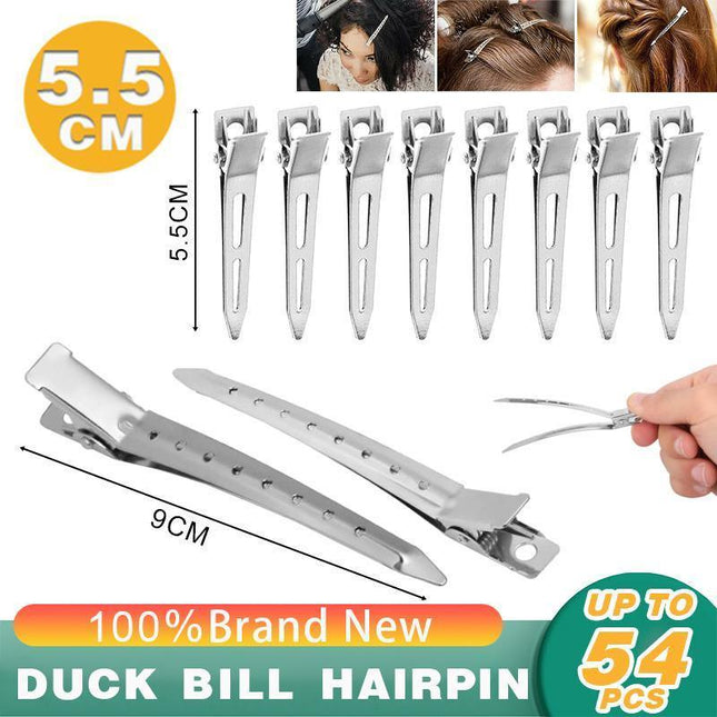 6-54PCS 5.5cm Hairdressing Sectioning Hair Clips Duck Bill Hairpin Salon Metal Curl Clips - Aimall