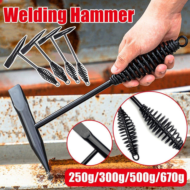 Welding Chipping Hammer Spring Handle Hold Heart Cleaning Harden DIY Metal Black