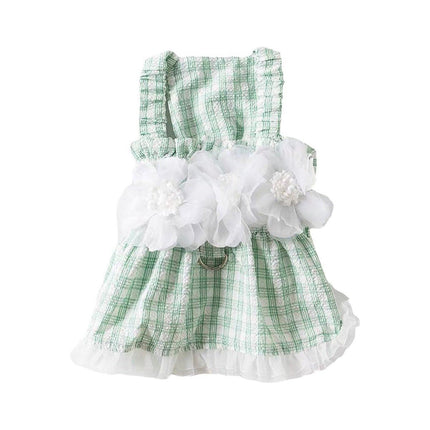 Plaid Pet Dress with Traction Buckle Slip Outing Clothes for Small Medium Pet