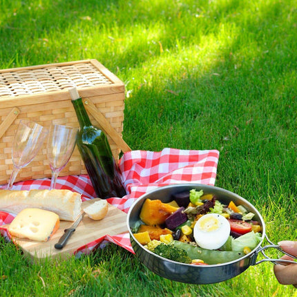 8PCS Camping Cookware Stainless Steel Outdoor Picnic Pot Cook Pan Set Hiking BBQ - Aimall